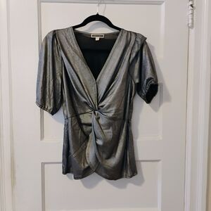 Pleione Metallic Silver Blouse